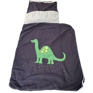 Company Kids Plush Dinosaur Kids Sleeping Bag - Green on Navy Blue